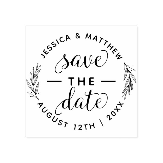 Save the Date Hochzeitsankündigung Elegantes Skrip Gummistempel (Prägung)