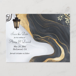 Save the Date Hochzeitsankündigung für Schwarz und Ankündigungspostkarte