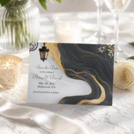 Save the Date Hochzeitsankündigung für Schwarz und Ankündigungspostkarte