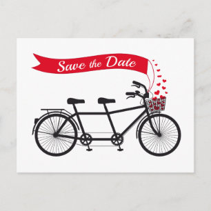 Save the Date, Hochzeitseinladung Tandemfahrrad Ankündigungspostkarte