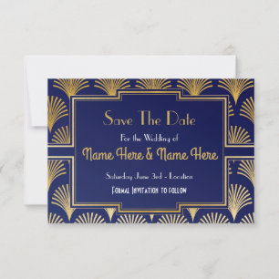 Save The Date Hochzeitsfeier Twenties Gold Fan Dec