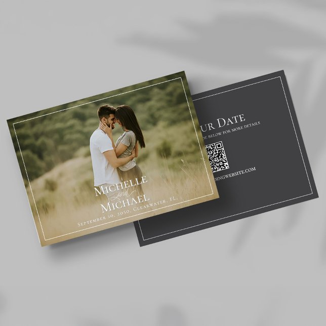 Save the Date Hochzeitsfoto (Elegant save the date photo card template. )