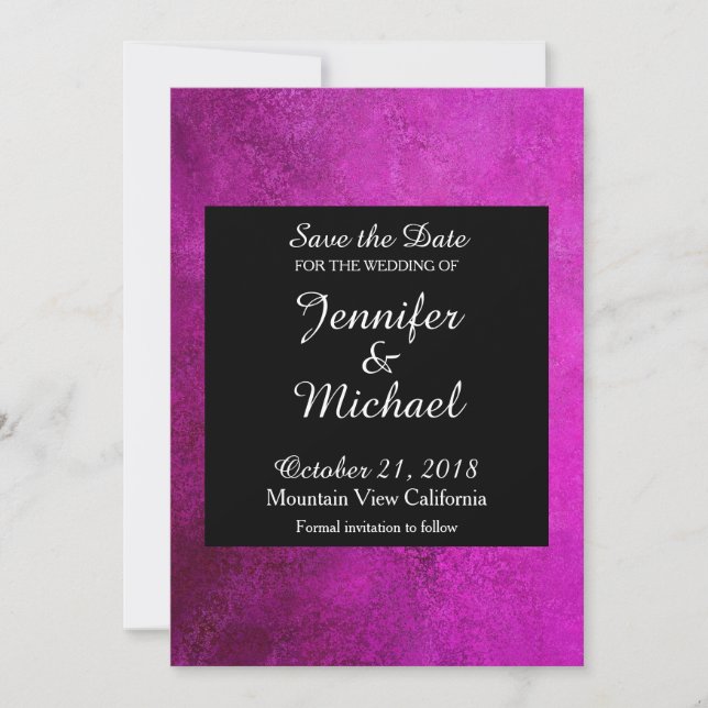 Save the Date Hochzeitshandschrift schwarz rosa (Vorderseite)