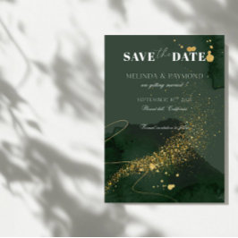 Save the Date Hochzeitskarte für Gold und Grüne Lu Einladung