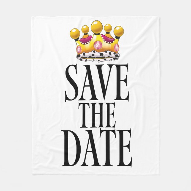 Save the Date Hochzeitskrone Fleecedecke (Vorderseite)