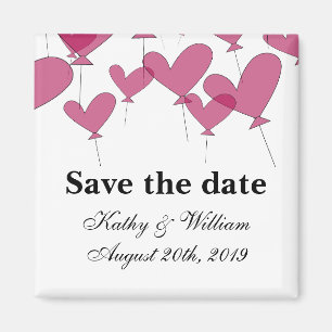 Save the Date Hochzeitsmagnet   Rote Herzblasen Magnet