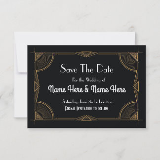 Save the Date Hochzeitsparty 20 Gold 1920er