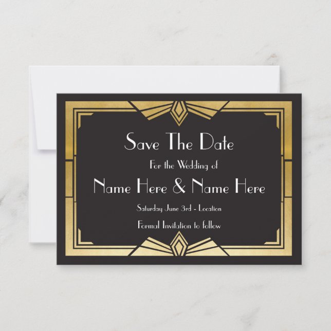 Save the Date Hochzeitsparty Gold Einladungen aus  (Vorderseite)