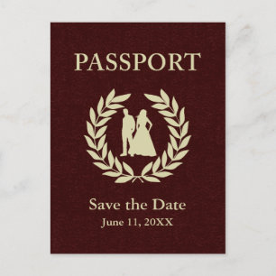 Save the Date Hochzeitspass Ankündigungspostkarte