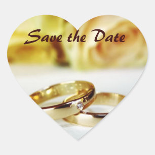 Save the Date/Hochzeitsringe Herz-Aufkleber