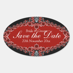 Save the Date Hochzeitsticker für Digitalfotografi Ovaler Aufkleber