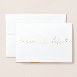 Save the Date Hochzeitstypografie mit Herz-Detail Folienkarte