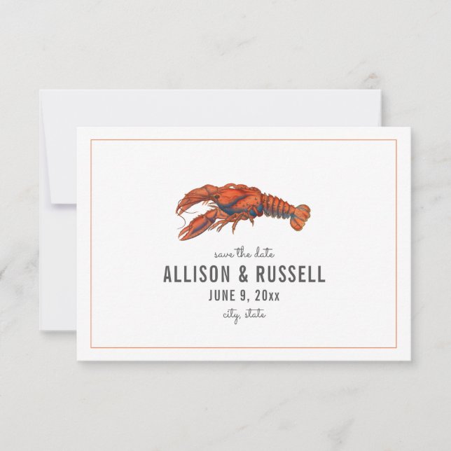 Save The Date Homard Chambray Mariage rustique Enregistrer La Da (Devant)