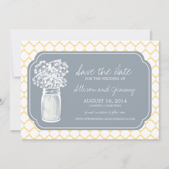 Save The Date Honeypeb Mason Jar Fleurs sauvages Enregistrer la  (Devant)