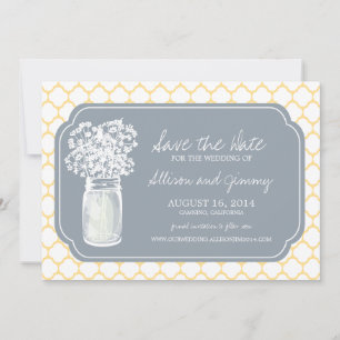 Save The Date Honeypeb Mason Jar Fleurs sauvages Enregistrer la 