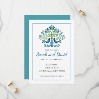 Save The Date Hongrois Design Blue Birds