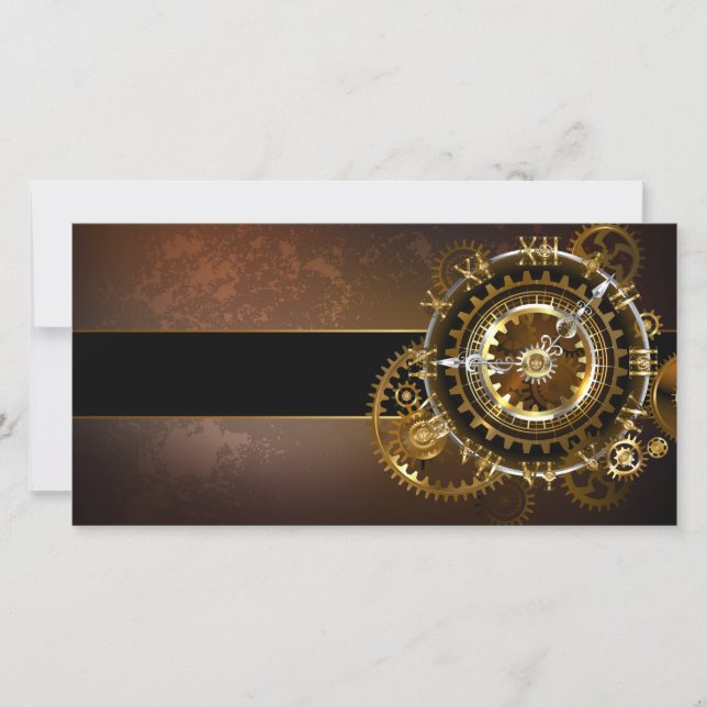 Save The Date Horloge Steampunk avec des engrenages anciens (Devant)