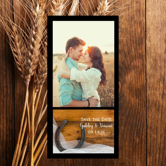 Save The Date Horseshoe et Voile Western Wedding Enregistrer la  (Créateur téléchargé)