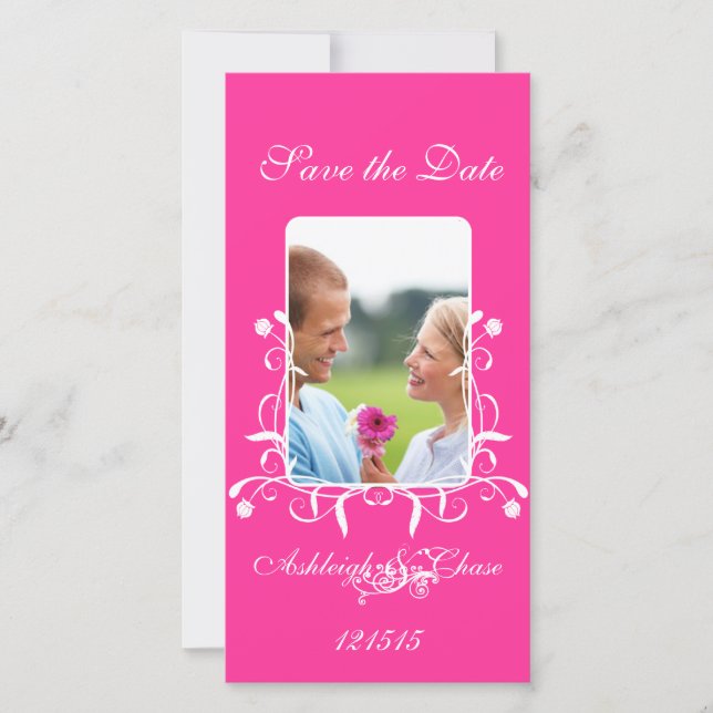 Save The Date Hot rose Fuchsia Enregistrer la date de votre phot (Devant)