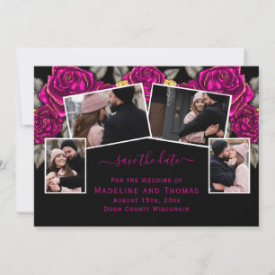 Save The Date Huile d'or rose Quatre Photo Rose noir