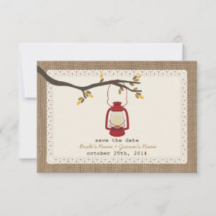 Save The Date Huile Inspirée Burlap Lanterne Automne Enregistrer