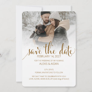 Save The Date Humains modernes se mariant animal d'honneur rêveu