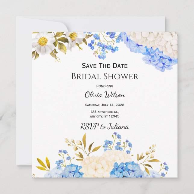 Save The Date Hydrangea Floral Mariage Fête de Fiançailles Enreg (Devant)