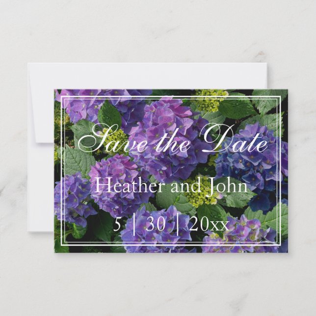 Save The Date Hydrangeas bleu pourpre pervenche sav (Devant)
