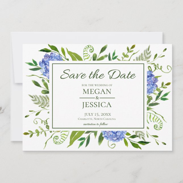 Save The Date Hydrangeas bleus (Devant)