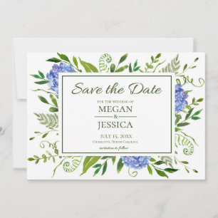 Save The Date Hydrangeas bleus