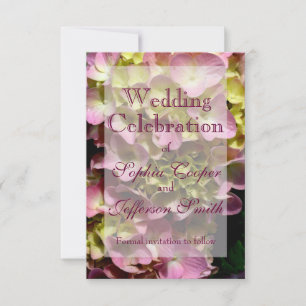 Save The Date Hydrangée rose jaune rose vert Mariage
