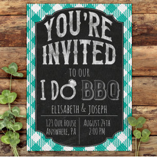 Save The Date I Do BBQ Turquoise Bridal & Wedding shower Invitat