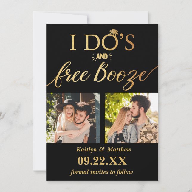Save The Date I Do's & Free Booze Modern Wedding Enregistrer la  (Devant)