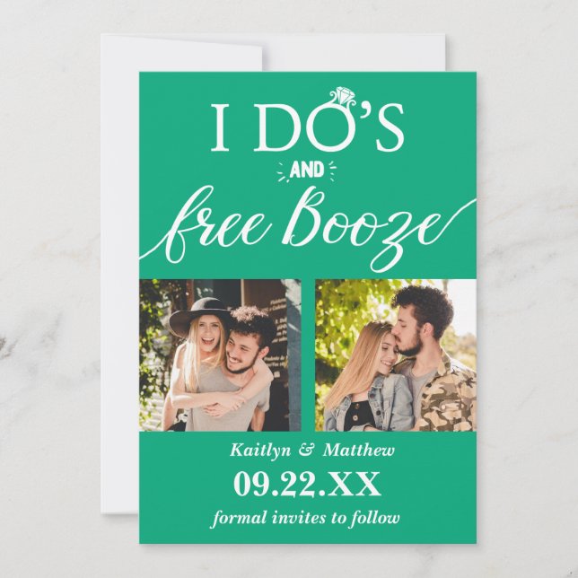 Save The Date I Do's & Free Booze Modern Wedding Enregistrer la  (Devant)
