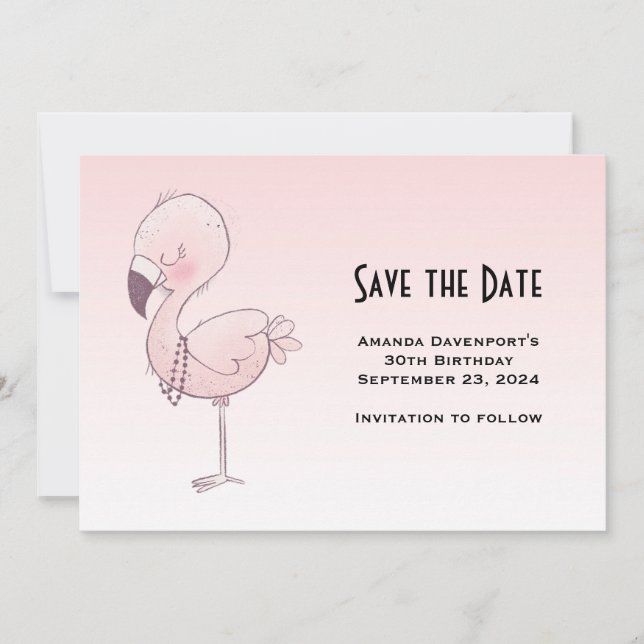 Save The Date Illustration de Flamant rose rose mou (Devant)