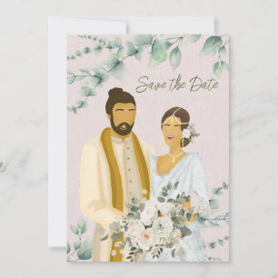 Save The Date Illustration d'un Mariage sinhalais en couple