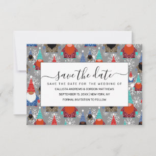 Save The Date Illustrations de flocon de neige Gnome Motif de No
