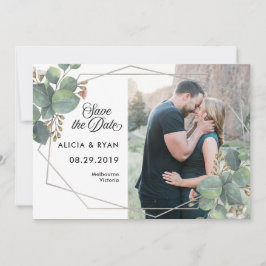 Save The Date Image unique photo eucalyptus cadre géo enregistre