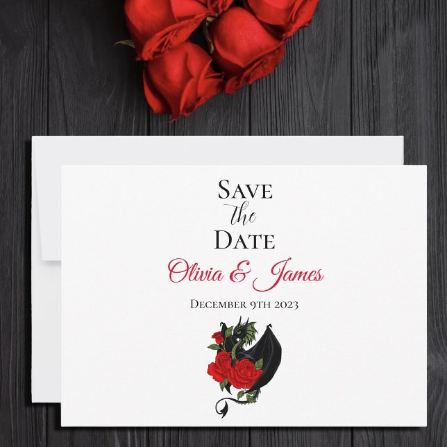 Save The Date Imaginaire de Roses rouges Dragon Noir (Créateur téléchargé)