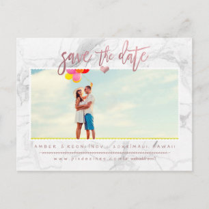 Save the Date/Imitats Rose Gold Script marbieren Ankündigungspostkarte