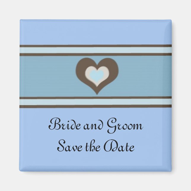 Save the Date in Blau und Braun Magnet (Vorne)
