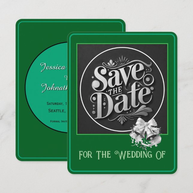 Save the Date in der grünen Karte (Vorne/Hinten)