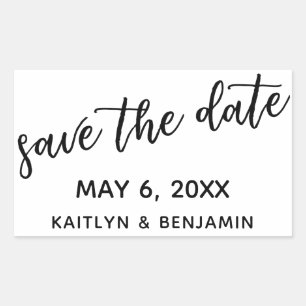 Save the Date in der modernen Handschrift Typograf Rechteckiger Aufkleber