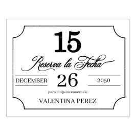 Save the Date in Spanischer Sprache für Quinceaner Gummistempel