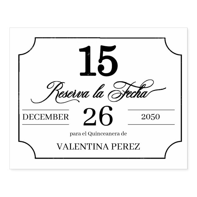 Save the Date in Spanischer Sprache für Quinceaner Gummistempel (Prägung)