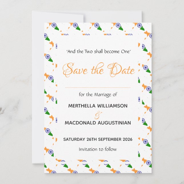 Save The Date INDE Mariage spécial de célébration patriotique OR (Devant)