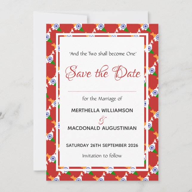 Save The Date INDE Mariage spécial de célébration patriotique RO (Devant)
