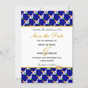 Save The Date INDIA Christian Mariage Special Celebration BLUE