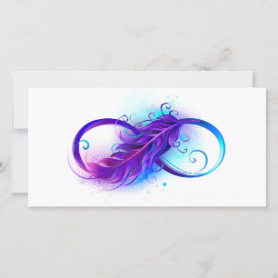 Save The Date Infinité avec plumes violettes