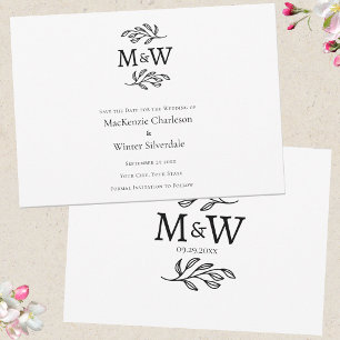 Save The Date Initiales de monogramme simple de couple de mariag